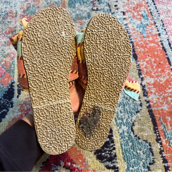 Brother Vellies Slides Multicolored Bow Handmade Leather Summer Size 9 - Picture 3 of 3